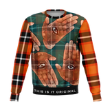 Hand with Magic Blessed Eye Design with Orange Tartan Stylish Pattern Luxury Fashion Unisex Sweatshirt