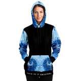 Luxury Poetry on Black with Light Blue & Dark Blue Tie Dye Design Three Fashion Hoodie