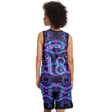 Neon Marble Colors on Black Galaxy Design Exclusive on Luxury Basketball Unisex Jersey & Shorts Set