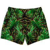 Magic Tropical Green Leaves X Golden Effect Luxury Swim Trunks For Men's