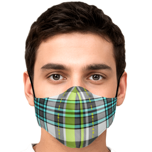 Fashion Grey & Turquoise Tartan Design Protection Face Mask