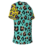 Light Blue & Yellow Special Leopard Design Street Wear T-Shirt