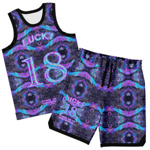 Neon Marble Colors on Black Galaxy Design Exclusive on Luxury Basketball Unisex Jersey & Shorts Set