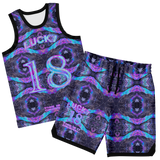 Neon Marble Colors on Black Galaxy Design Exclusive on Luxury Basketball Unisex Jersey & Shorts Set