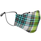 Fashion Grey & Turquoise Tartan Design Protection Face Mask