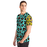 Light Blue & Yellow Special Leopard Design Street Wear T-Shirt