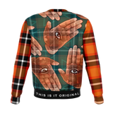 Hand with Magic Blessed Eye Design with Orange Tartan Stylish Pattern Luxury Fashion Unisex Sweatshirt