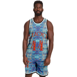 Light Blue Marble Exclusive Design on Luxury Basketball Unisex Jersey & Shorts Set