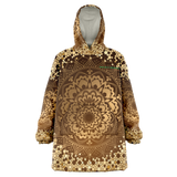 Gold Mandala Design With Psychedelic Violet Skull & Mushrooms XXL Oversized Snug Hoodie