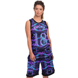 Neon Marble Colors on Black Galaxy Design Exclusive on Luxury Basketball Unisex Jersey & Shorts Set