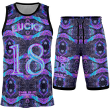 Neon Marble Colors on Black Galaxy Design Exclusive on Luxury Basketball Unisex Jersey & Shorts Set