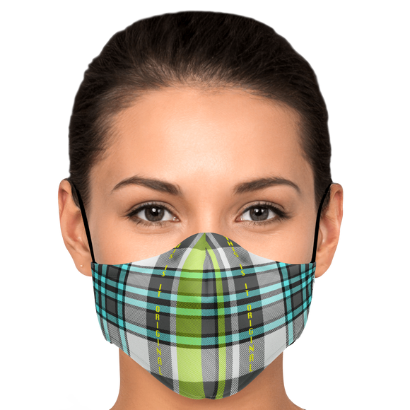 Fashion Grey & Turquoise Tartan Design Protection Face Mask