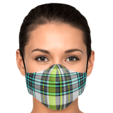 Fashion Grey & Turquoise Tartan Design Protection Face Mask