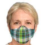 Fashion Grey & Turquoise Tartan Design Protection Face Mask