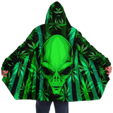 Cannabis design with Neon Stripes Style & UFO DRAMATIC HEAD Luxury Cloak