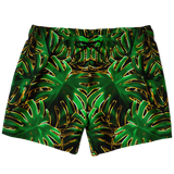 Magic Tropical Green Leaves X Golden Effect Luxury Swim Trunks For Men's