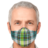 Fashion Grey & Turquoise Tartan Design Protection Face Mask