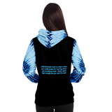 Luxury Poetry on Black with Light Blue & Dark Blue Tie Dye Design Three Fashion Hoodie