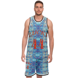 Light Blue Marble Exclusive Design on Luxury Basketball Unisex Jersey & Shorts Set