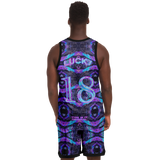 Neon Marble Colors on Black Galaxy Design Exclusive on Luxury Basketball Unisex Jersey & Shorts Set