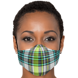 Fashion Grey & Turquoise Tartan Design Protection Face Mask