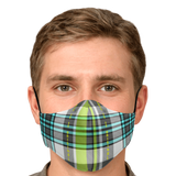 Fashion Grey & Turquoise Tartan Design Protection Face Mask