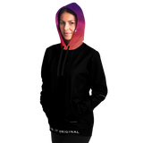 Luxury Poetry with Black on Black Design with Pink & Purple Sky One Fashion Hoodie