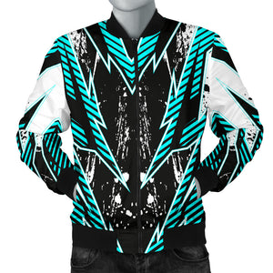 Racing Style Ice Blue & Black Vibes Men's Bomber Jacket