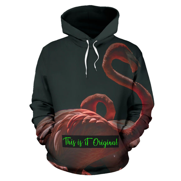 Flamingo In Black Room Design All Over Hoodie