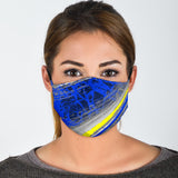 Classic Racing Design Blue & Neon Yellow Protection Face Mask