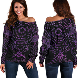 Mandala Dragonfly Travels Love Women's Off Shoulder Sweater