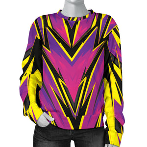 Racing Style Purple & Yellow & Black Women's Sweater