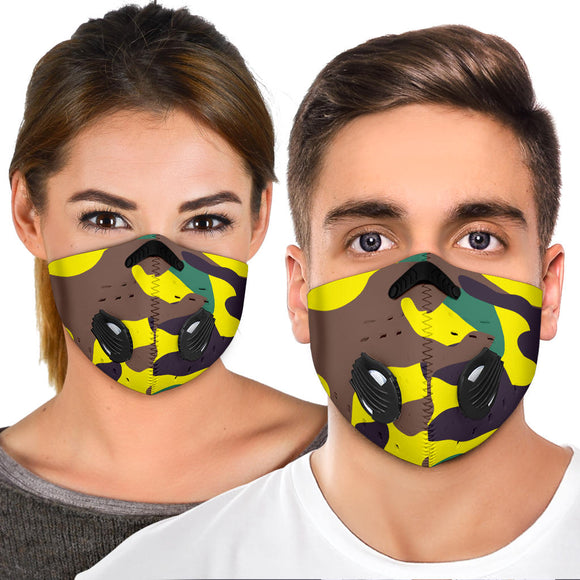 Yellow & Brown Colorful Army - Camouflage Design Premium Protection Face Mask