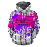 I like conversation. Pink & Violet Splash on White Positive Design Hoodie