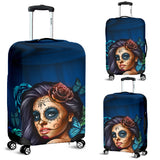 Turquoise Skull Luggage Cover