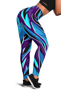 Racing Style Fresh Violet & Ice Blue Vibes Women's Leggings