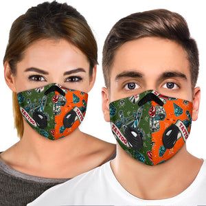 Tattoo Studio Design In Army Green & Orange Vibes Premium Protection Face Mask