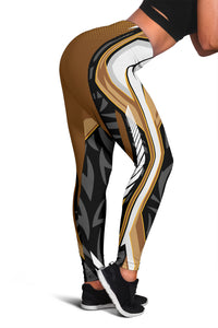 Racing Style Black & Brown 3 Women's Leggings