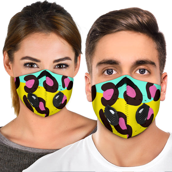 Yellow & Light Blue Neon Leopard Style Premium Protection Face Mask