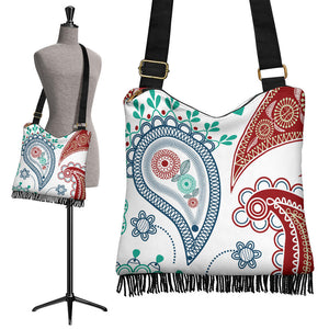 Pretty Wild Red Blue Paisley Crossbody Boho Handbag