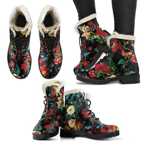 Flower Festival Love Faux Fur Leather Boots