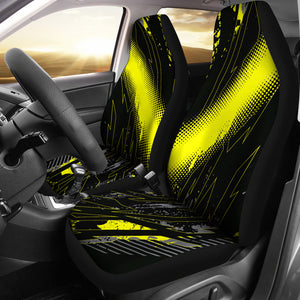 Racing Style Dark Black & Yellow Vibes Car Seat Covers