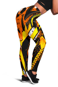 Racing Style Wild Orange & Black Vibes Women's Leggings