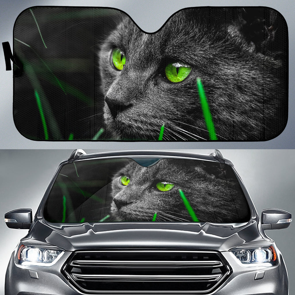 Green Eyed Black Cat Auto Sun Shades – This is iT Original
