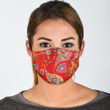 Paisley Floral Design Special Fire Red Protection Face Mask