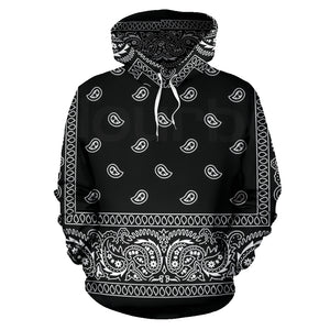 Black Paisley All Over Hoodie