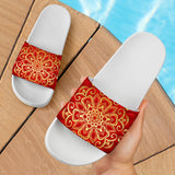 Luxury Gold Style Mandala With Red Art Slide Sandals