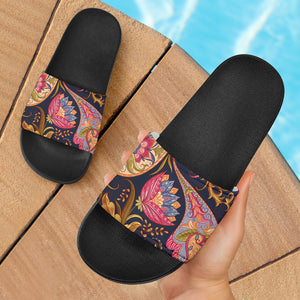 Royal Blue Paisley Slide Sandals