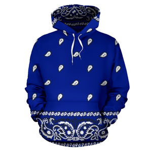 Dark Blue Bandana Style All Over Hoodie