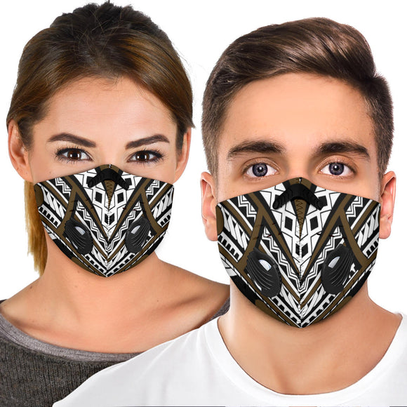 Special Brown and White Ornamental Design Premium Protection Face Mask